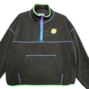 A-Lab‎ Womens M Black Fleece Quarter Zip Pullover Neon Trim Expand Your Mind 1/4